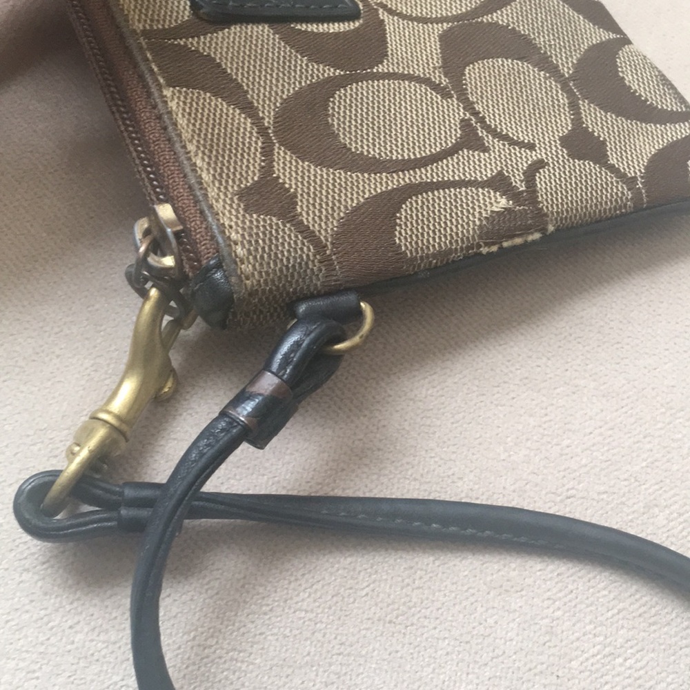 Small Brown and Black Coach Wristlet - Picture 4 of 5